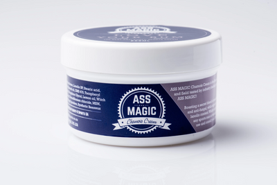 Ass Magic Chamois Cream 200ml Tub in navy and lilac packaging